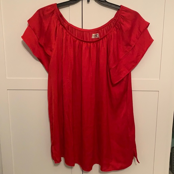 Terra & Sky Tops - Red Terra & Sky Blouse~1X (16W-18W)